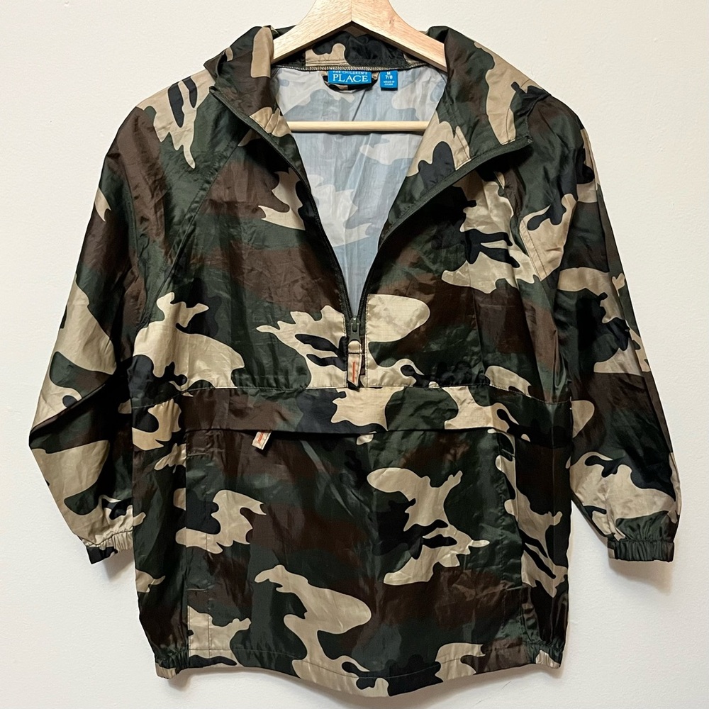 Children’s Place • M 7/8 • Anorak Half Zip Camo Pullover Nylon Wind Rain Jacket